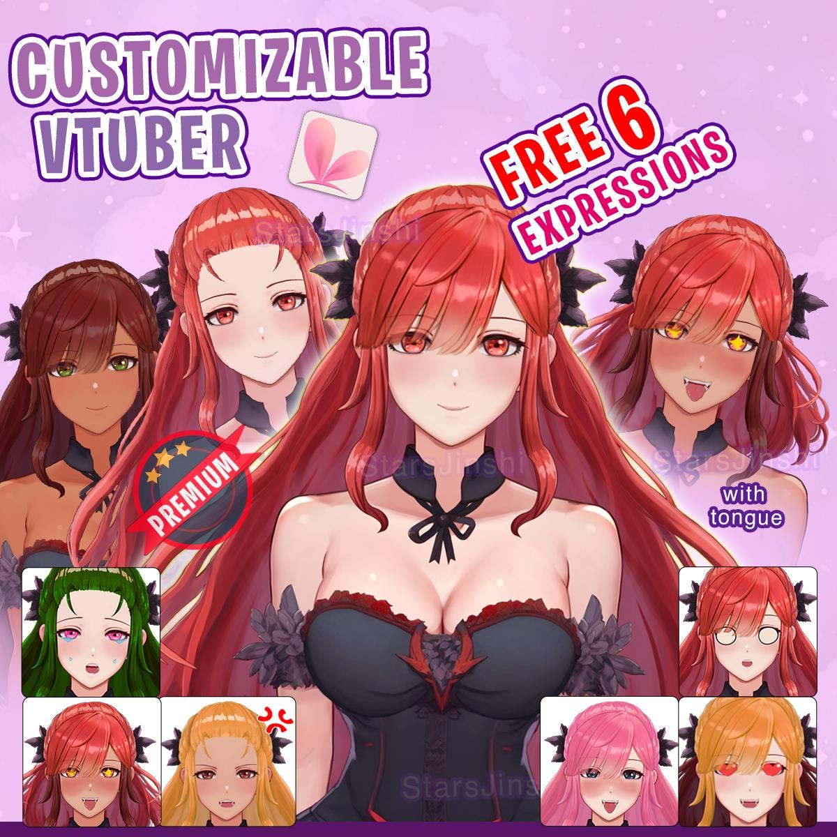 OFFER! VTuber| Ready to Use / HALF BODY Fiona, cute girl | emotions | Comercial use | Live2d model Vtube Studio premade for streaming