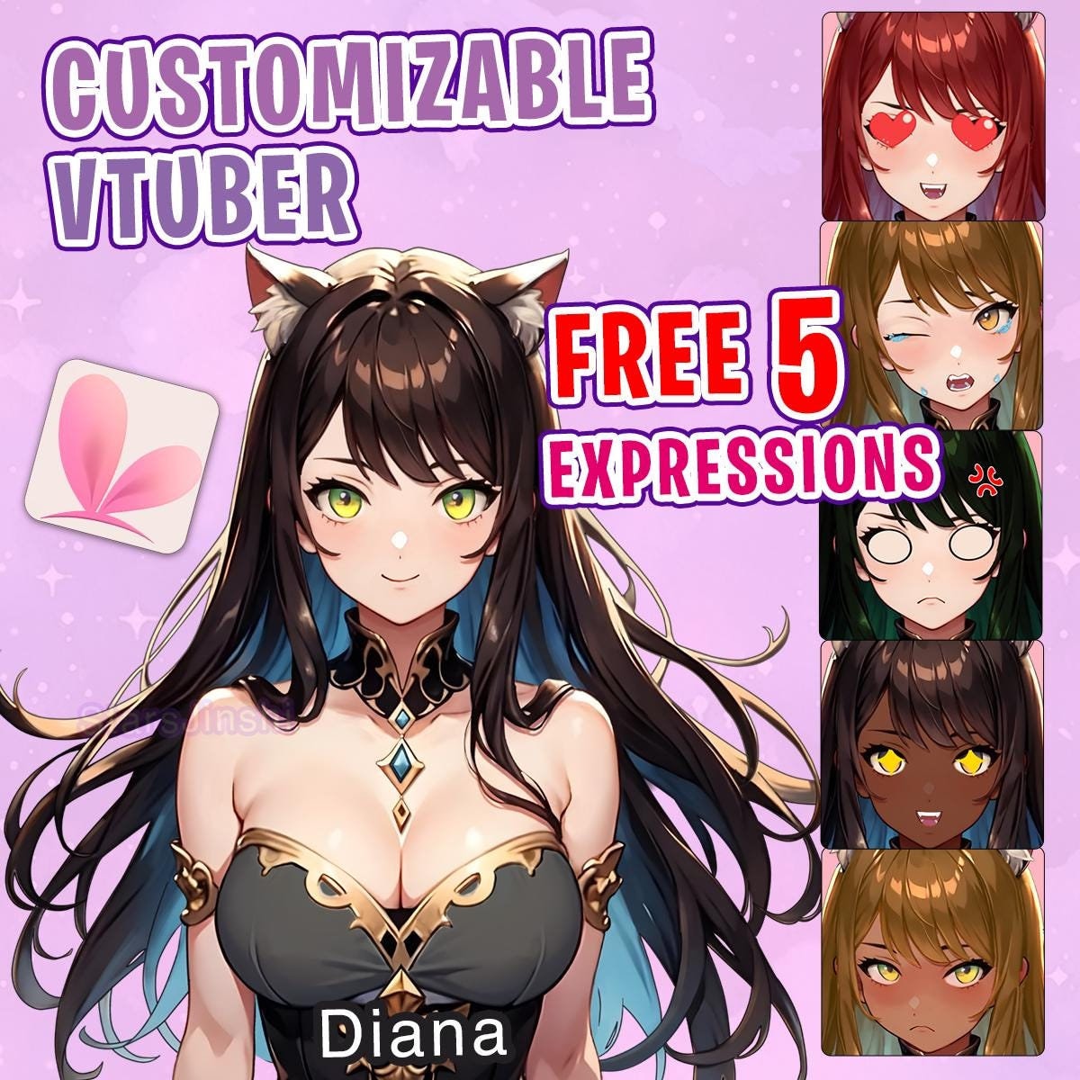 Offer! VTuber | Ready to Use / Diana, cute girl | emotions / toggles | Comercial use | Live2d model for Vtube Studio premade for streaming