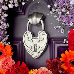 Solid Brass Heart Door Knocker: Handmade Front Door Hardware