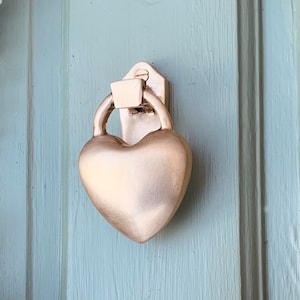 Brass Door Knocker | 5 Finish Options | Unique Front Door Hardware | Silver, gold and black door knockers | Heart shaped door knocker