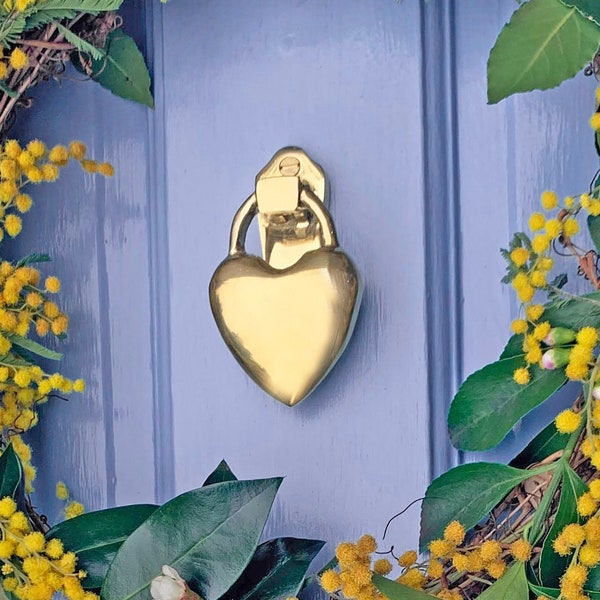 Recycled Brass Heart Door Knocker - Victorian Style - 5 Finishes
