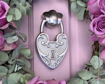 Heart Padlock Door Knocker: Solid Brass, Unique Design