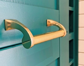 Victorian Brass Cabinet Handle: Recycled Metal Kitchen Cupboard Hardware