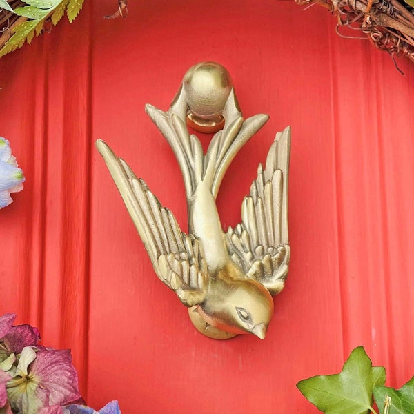 Swallow Bird Door Knocker: Handmade from solid brass | Unique design | Available in 5 finishes