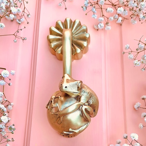 Brass Frog Door Knocker: Unique Front Door Decor - 5 Available