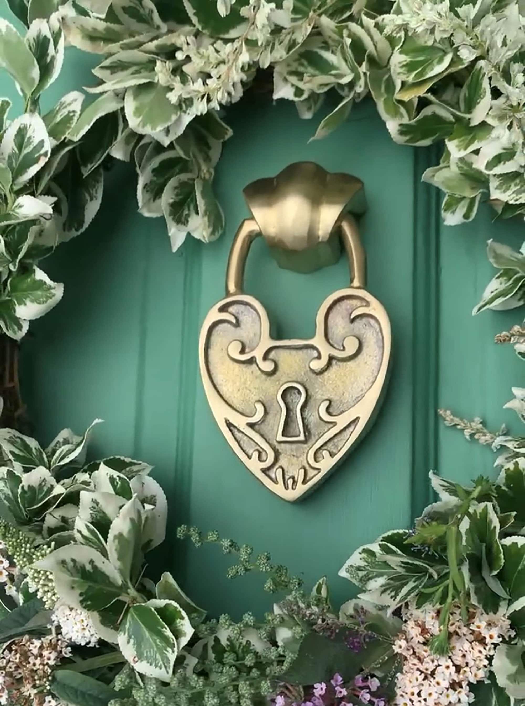 Heart Padlock Door Knocker: Solid Recycled Brass, Available in 5