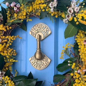 Knock-Knock Brass Door Knocker | Available in 5 colour finishes | Unique front door knocker | Exclusive design | 100% Recycled brass