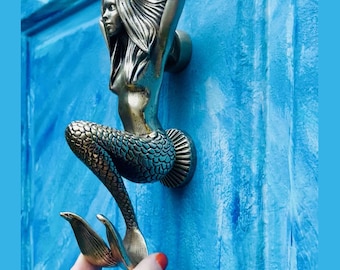 Brass Mermaid Door Knocker: Nautical Home Accent