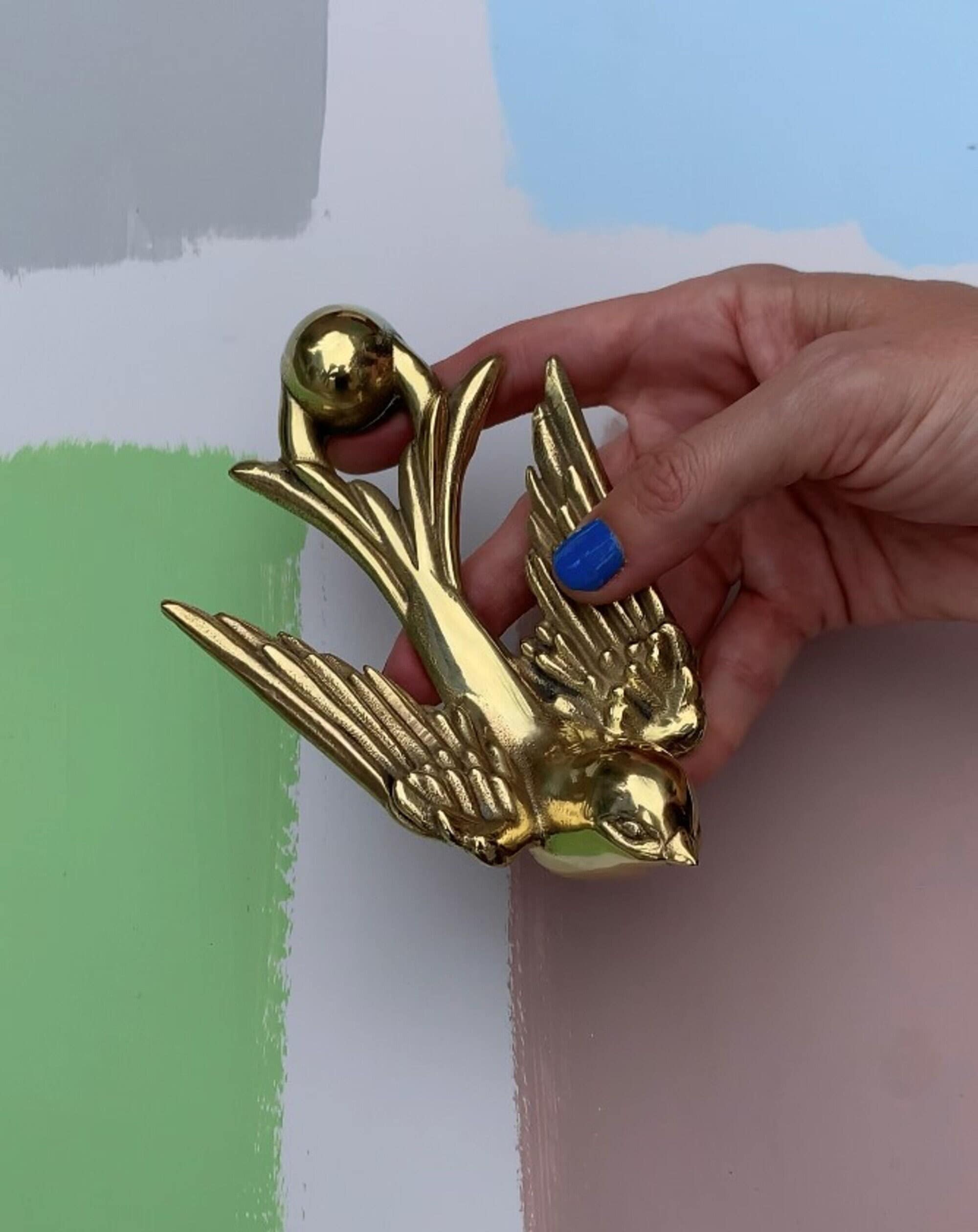 Swallow Bird Door Knocker: Handmade Solid Brass, 5 Finish Options