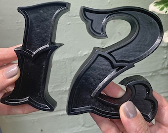 Handmade Recycled Brass House Numbers: 5 Colours available | Modern Victorian Style