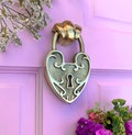 Handmade Recycled Brass Heart Padlock Door Knocker - 5 Available Colour Finishes