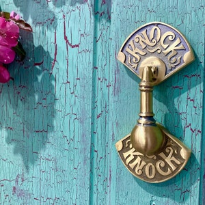 The Knock-Knock Door Knocker comes in 5 beautiful colour options brass door knocker unique front door decor image 1