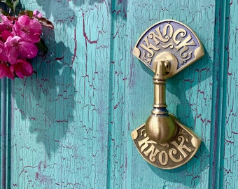 Handmade Brass Door Knocker: Unique Front Door Decor, British Crafted, available in 5 colour finishes