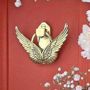 Brass Angel Wings Door Knocker - Handmade British Design