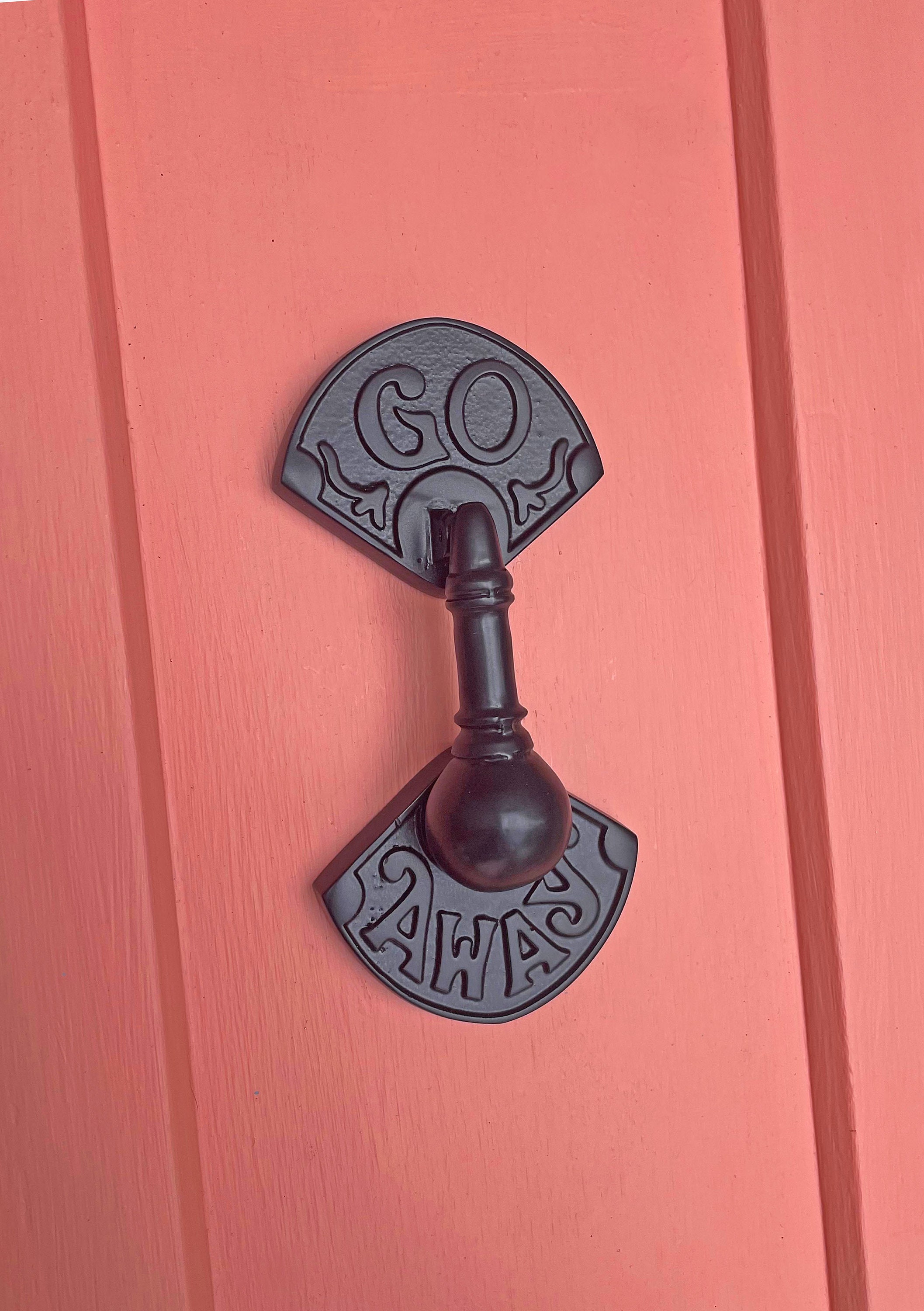 GO AWAY Black Door Knocker | Available in 5 Finishes | Handmade