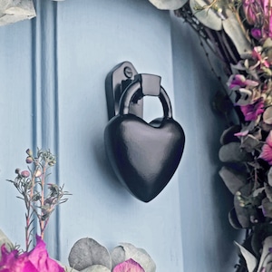 Black Rounded Heart Door Knocker | Available in 5 finishes | Handmade from recycled brass | Front door knocker | Black Knocker