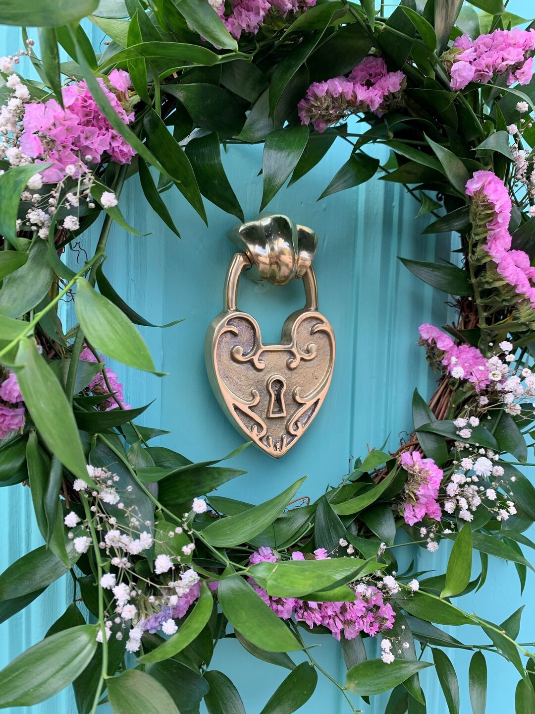 Padlock Heart Door Knocker Available in 5 Colour Finishes Unique