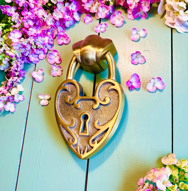 Padlock Heart Door Knocker Available in 5 Colour Finishes Etsy