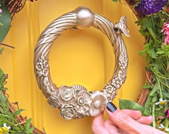 Floral Bee Door Knocker: Unique Front Door Hardware - 5 Available Finishes | Handmade