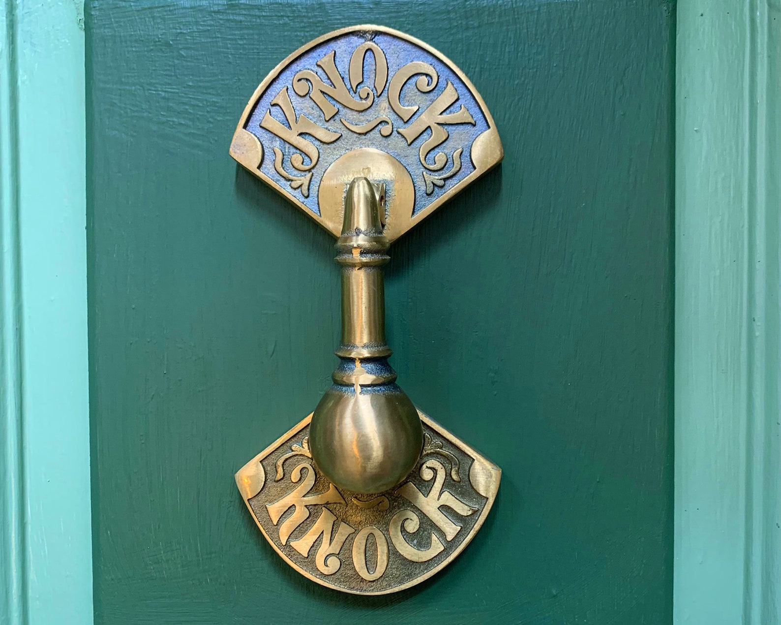 KnockKnock Brass Door Knocker Unlacquered brass Unique Etsy