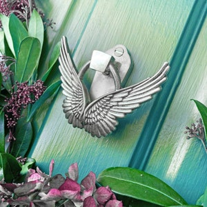Angel Wings Brass Door Knocker | Available in 5 colour finishes | Unique design made from recycled brass | Make your front door soar