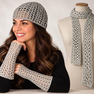 Crochet Scarf, Gauntlets & Cloche Pattern Bundle – 3-in-1 Lace PDF