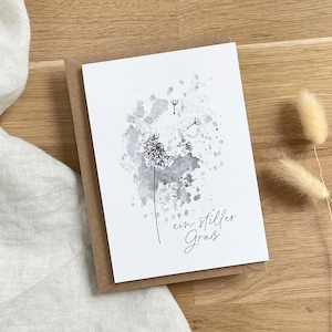 Beileidskarte Pusteblume | Kondolenzkarte mit Aquarellmotiv | Trauerkarte als Klappkarte aus Recyclingpapier DIN A6 | optional mit Umschlag