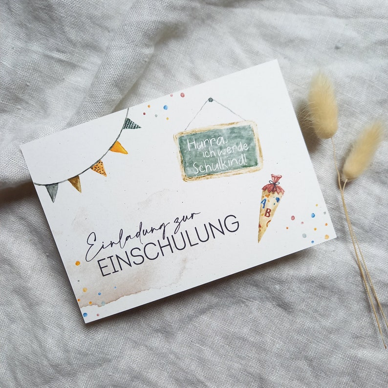 Einladungen zur Einschulung Einladungsset Schulstart zum selber ausfüllen opt. mit passenden Umschlägen Recyclingpapier Din A6 Bild 3