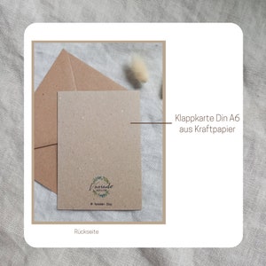 personalisierbare Taufkarte Blumenkranz pastell Farben für Mädchen und Jungen Kraftpapier DIN A6 Umschlag Aquarell zarter Blumenkranz Bild 6