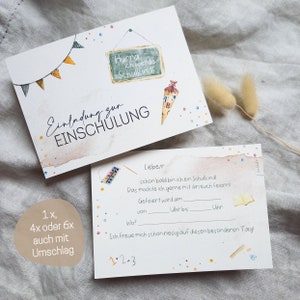 Einladungen zur Einschulung | Einladungsset Schulstart zum selber ausfüllen | opt. mit passenden Umschlägen | Recyclingpapier Din A6