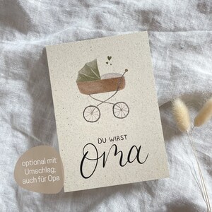 Du wirst Oma Postkarte aus Graspapier  | nachhaltige Karte Schwangerschaft verkünden | Karte für Großeltern | Karte für Oma Kinderwagen