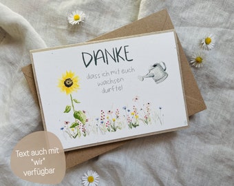 Abschied Kindergarten Karte | Danke Kindergartenzeit | Danke dass ich mit euch wachsen durfte | Klappkarte Kraftpapier Din A6