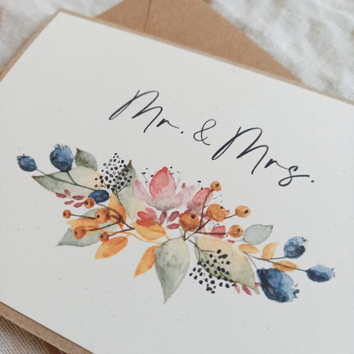 Quill Mr & Mrs Walisische Hochzeitskarte – Mit Federkiel-Motiv, Leer Innen, Inkl. Umschlag, Made In UK
