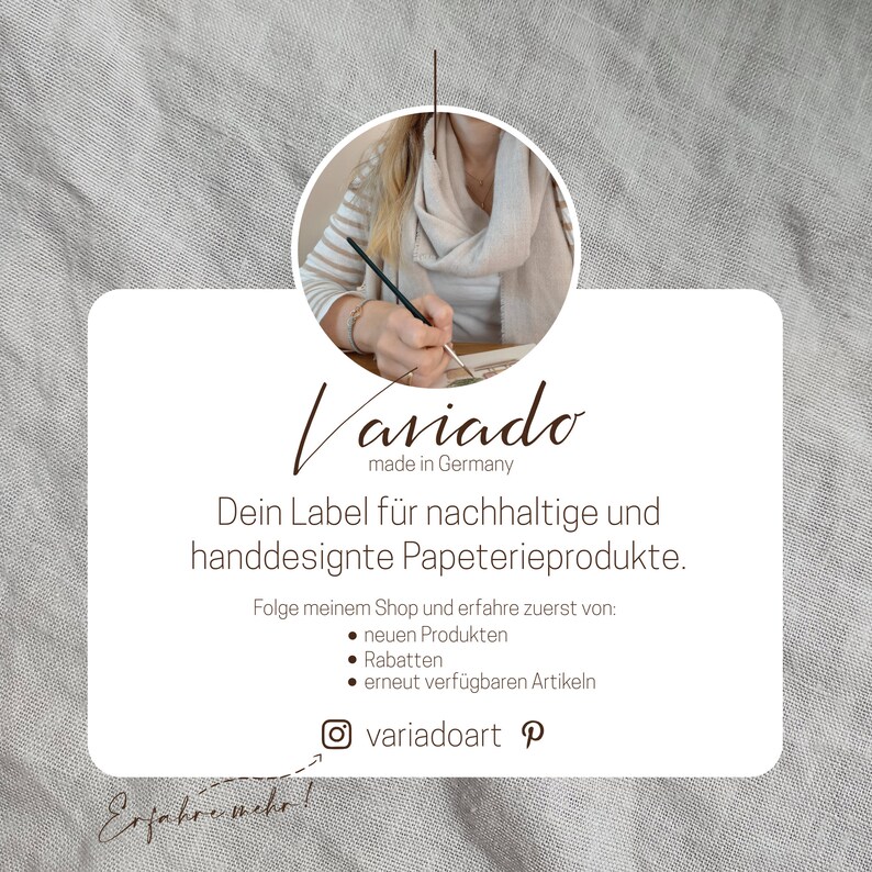Variado ist dein Label für nachhaltige und handdesignte Papeterieprodukte made in Germany. 
Folge meinem Shop um zuerst von neuen Produkten, Rabatten und erneut verfügbaren Artikeln zu erfahren.