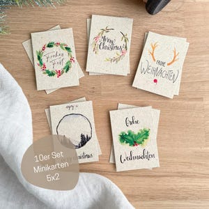 Geschenkkarten für Weihnachtsgeschenke aus Graspapier | 10 Mini Karten für Weihnachten | kleine Weihnachtskarten | weihnachtliche Hangtags