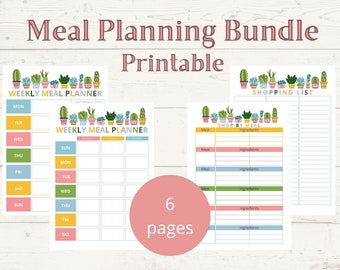 Weekly Meal Planner Printable,  Meal planning has never been easier - plan your weekly meals & grocery lists with this Meal planning bundle.