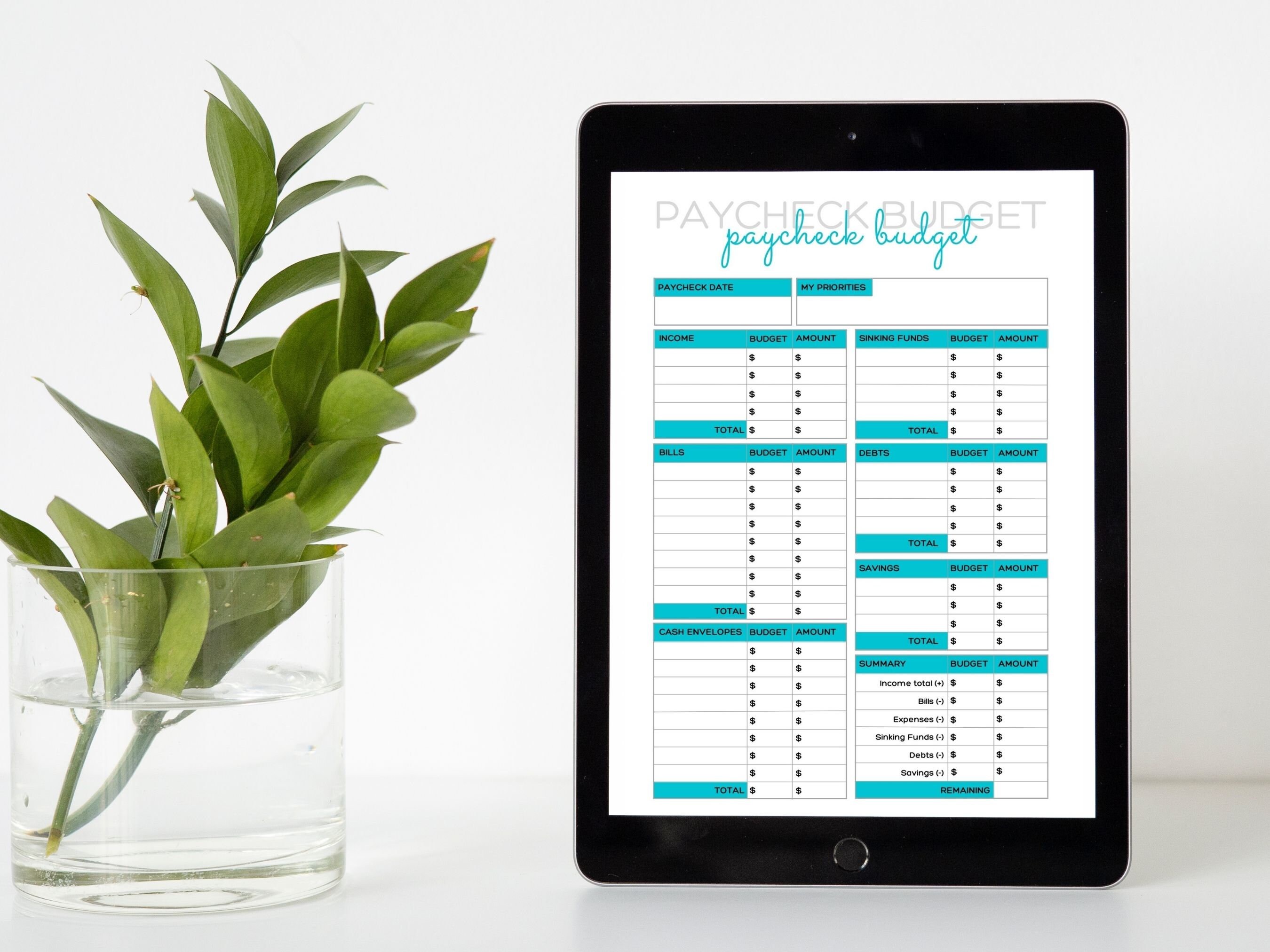 Paycheck Budget Planner PDF Printable Perfect to Plan Your Household ...