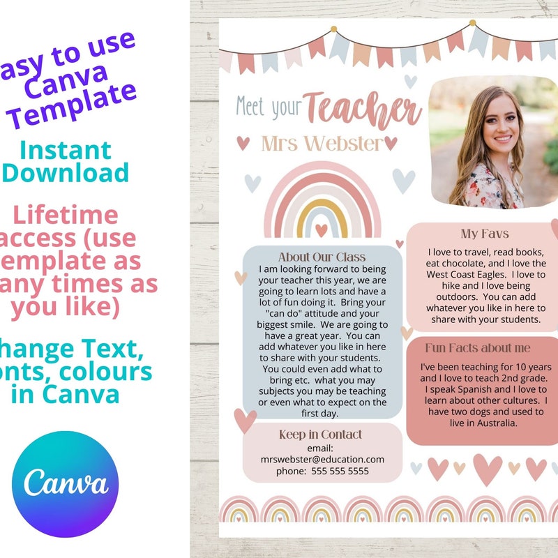 Meet the Teacher Template Boho - Etsy