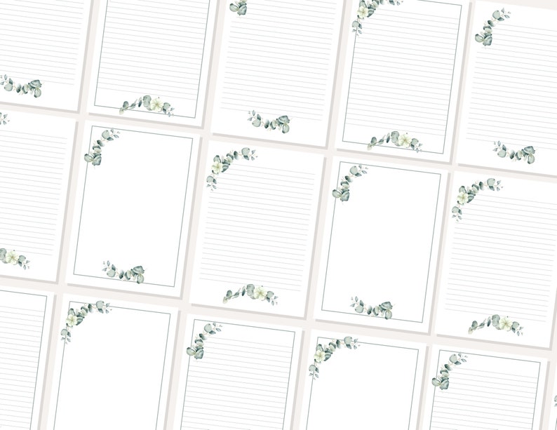 Letter Writing Stationary Sets, Printable Botanical Print, Stationary Paper, Digital Download ...