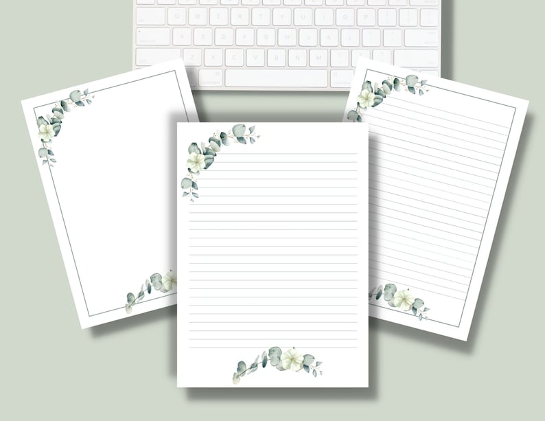 Letter Writing Stationary Sets, Printable Botanical Print, Stationary