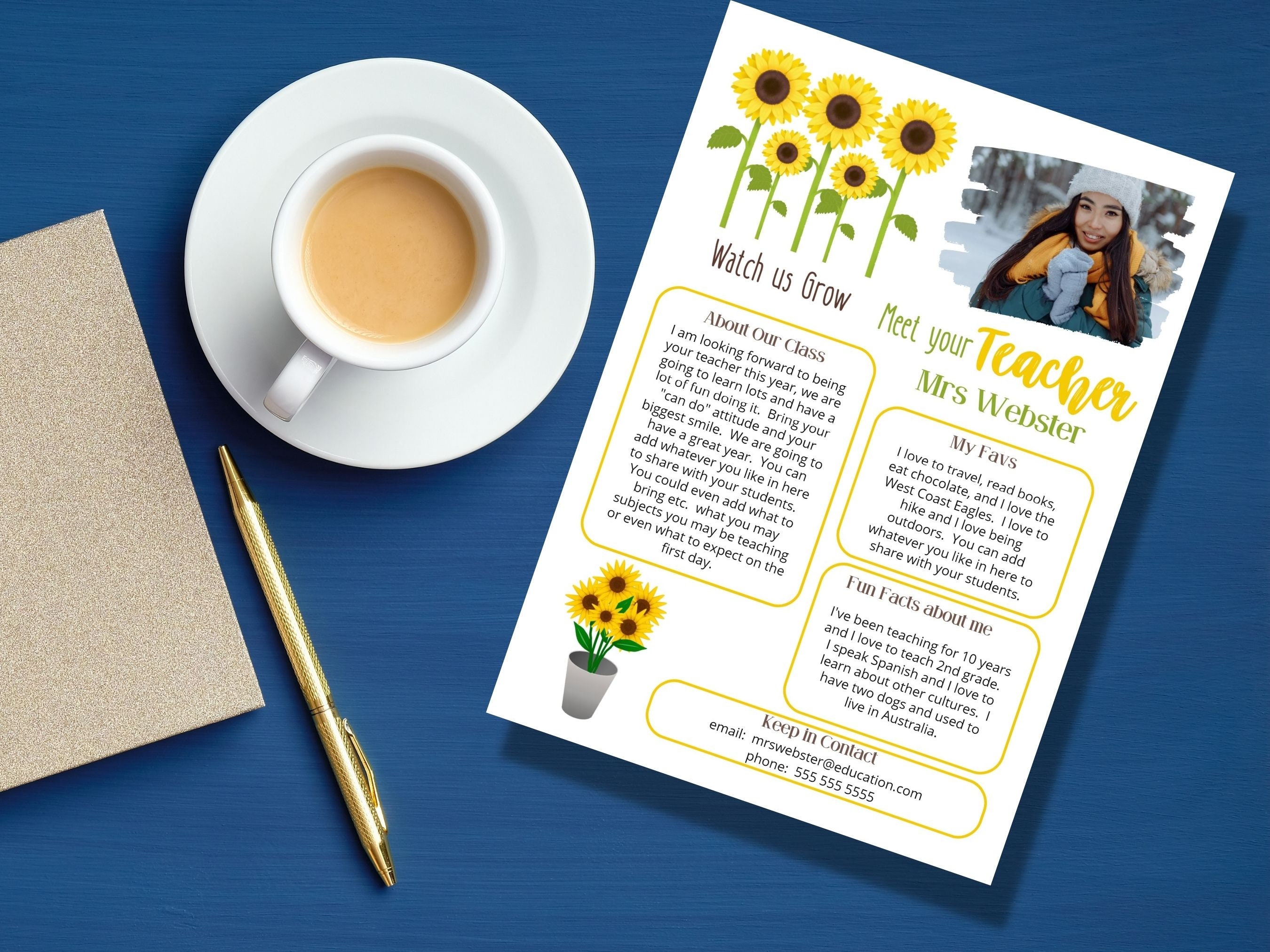 Meet the Teacher Template Canva, a Back to School Teacher Letter ...