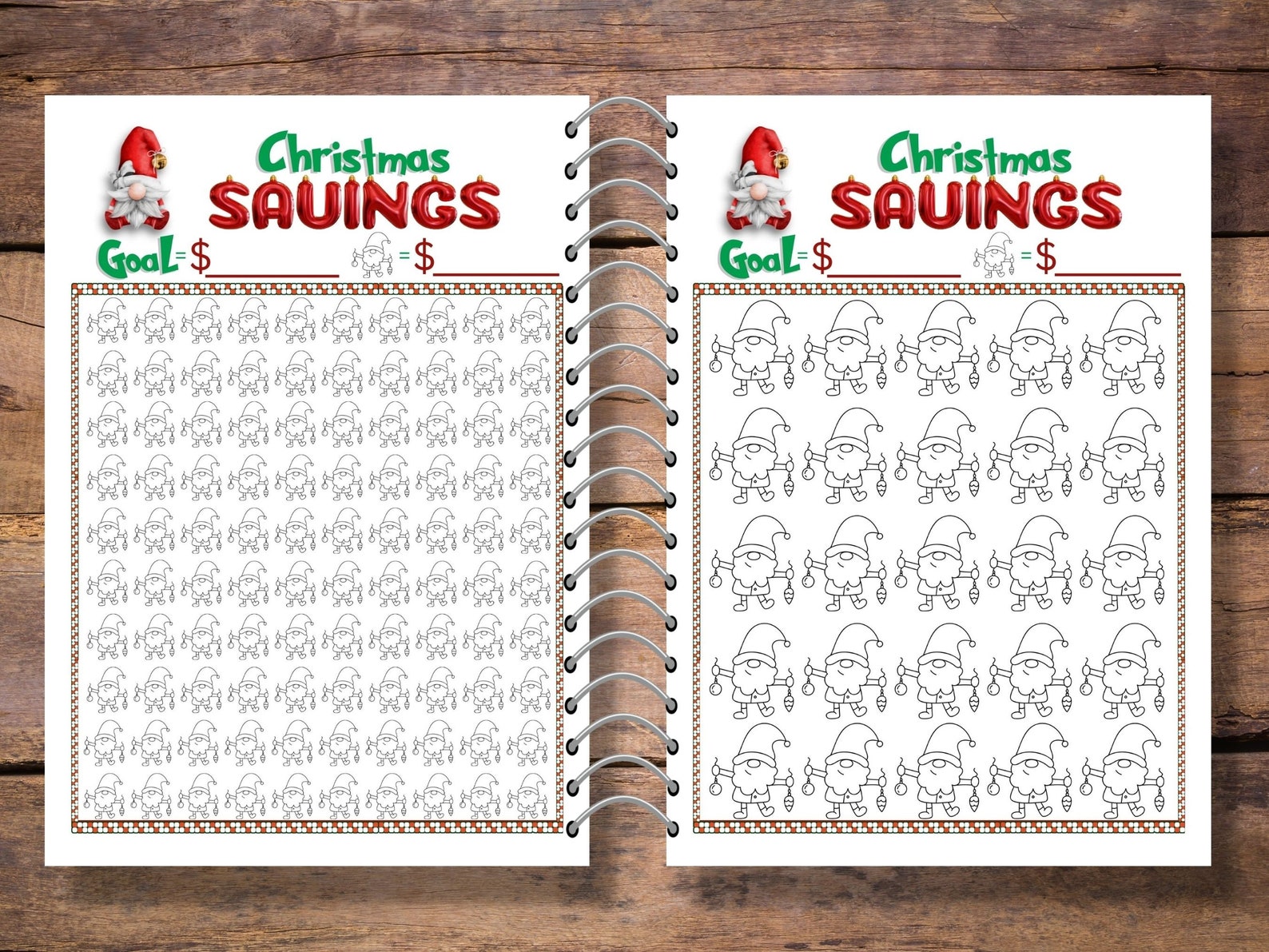 Christmas Savings Tracker Printable Pdf, A Fun Gnome Christmas Savings ...