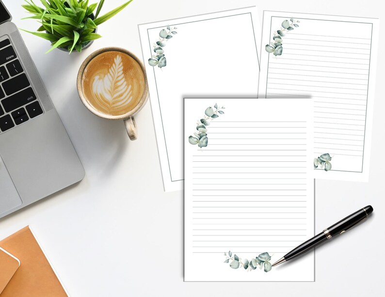 Letter Writing Stationary Sets, Printable Botanical Print, Stationary Paper, Digital Download ...
