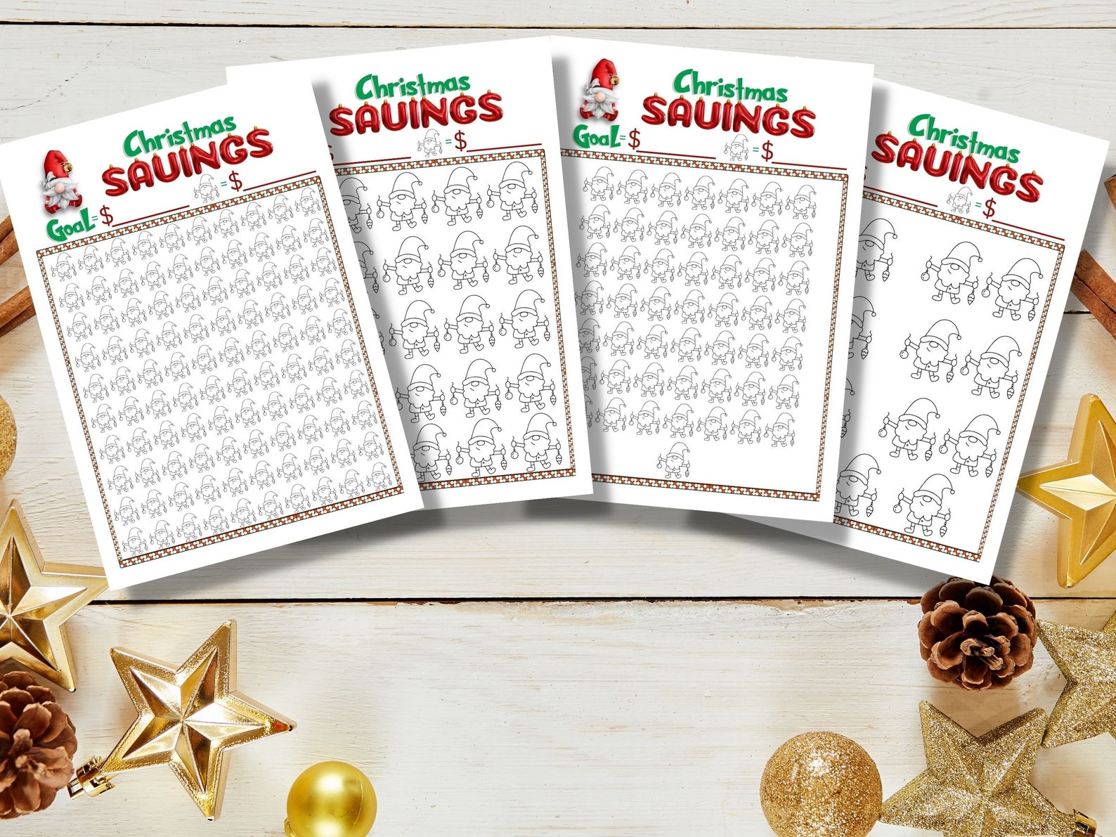 Christmas Savings Tracker Printable Pdf, A Fun Gnome Christmas Savings ...