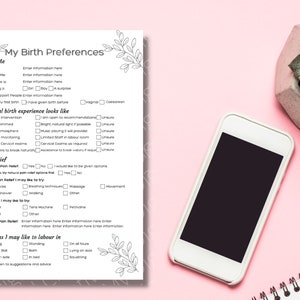 Birth Plan Template, Editable, Communicate Your Birth Preferences ...