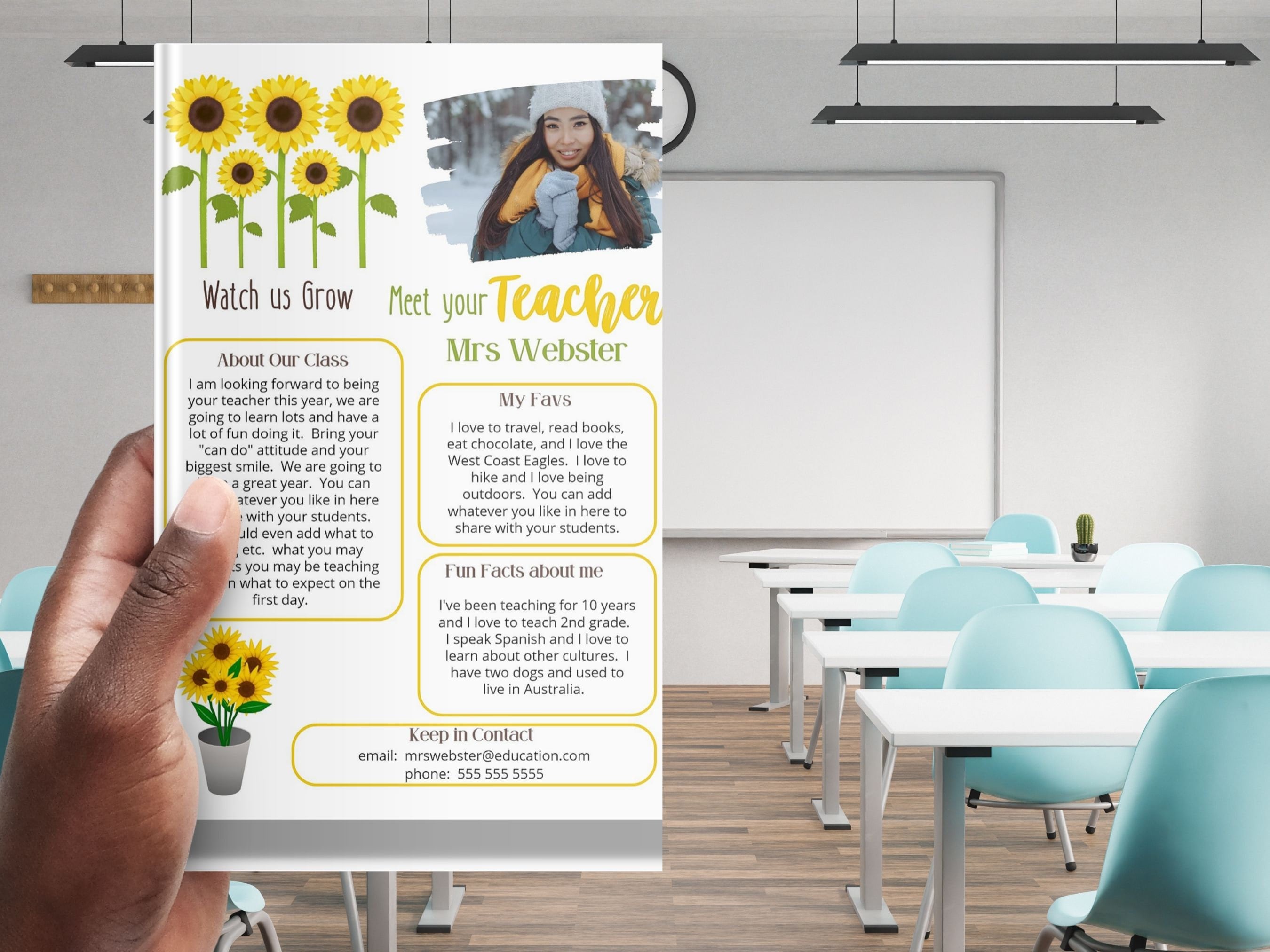 Meet the Teacher Template Canva, a Back to School Teacher Letter ...