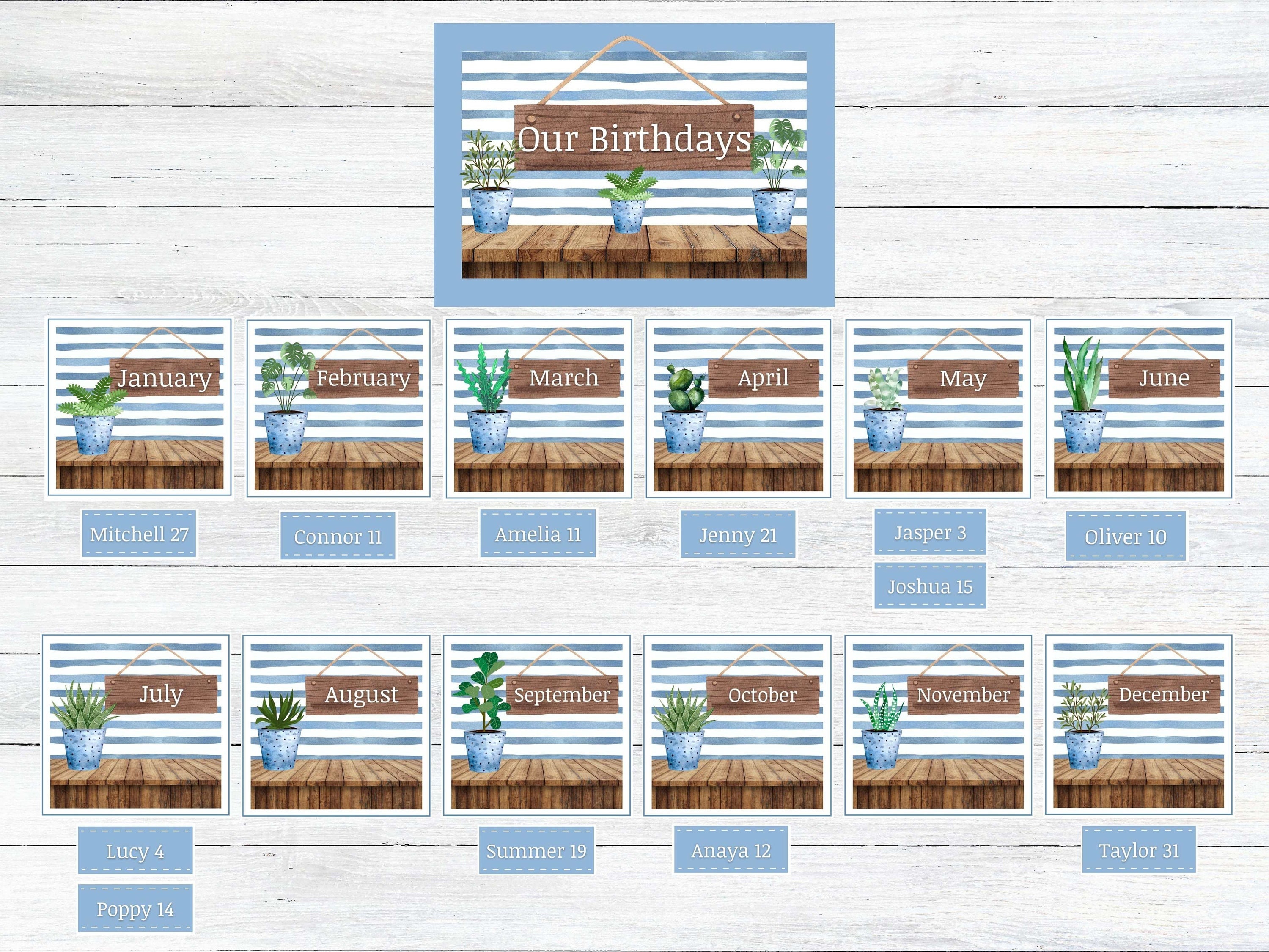 Classroom Birthday List a Celebration List for Your Classroom Etsy