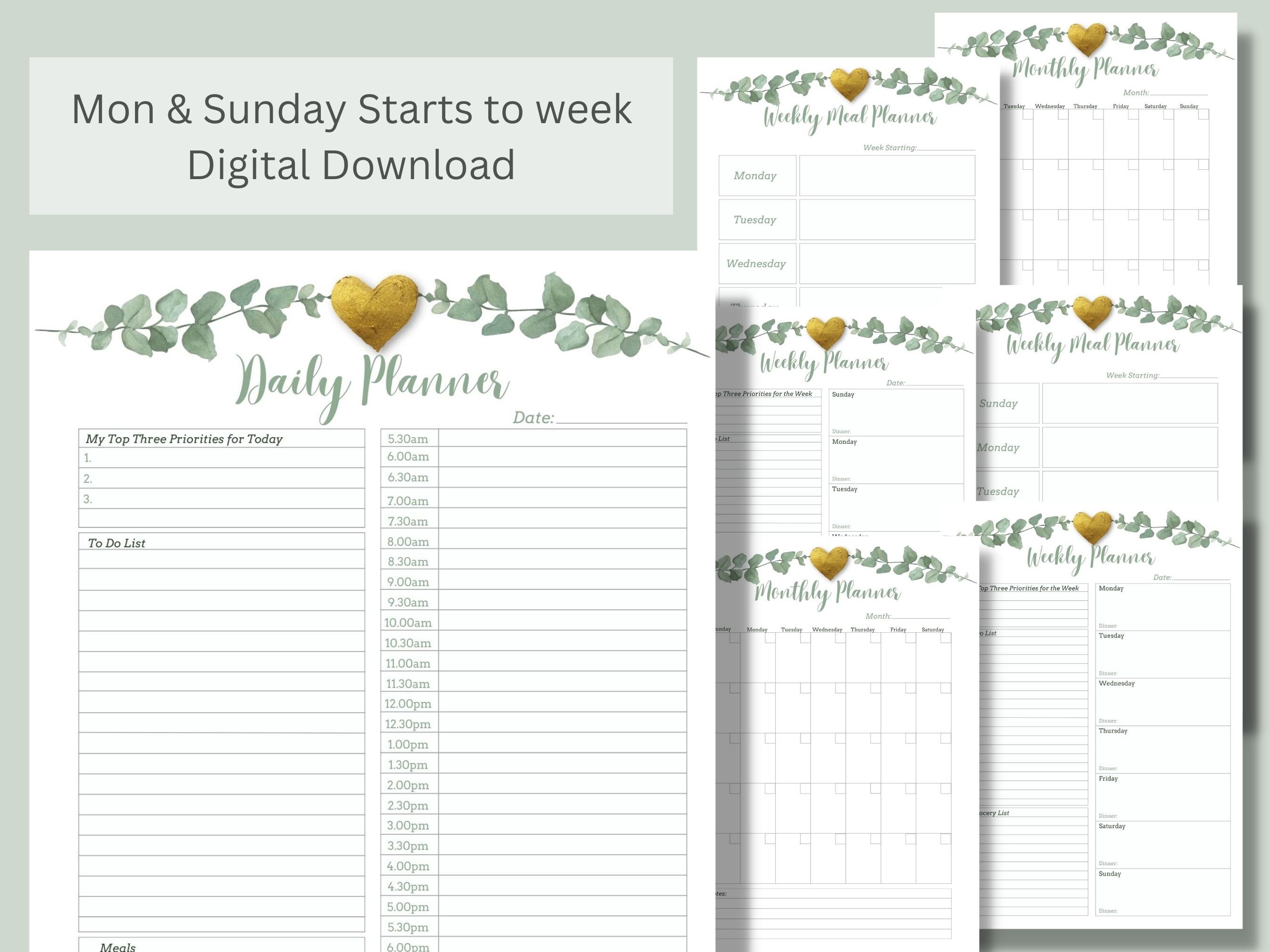 Daily Planner Printable Pdf Bundle Includes Weekly Planner Printable ...