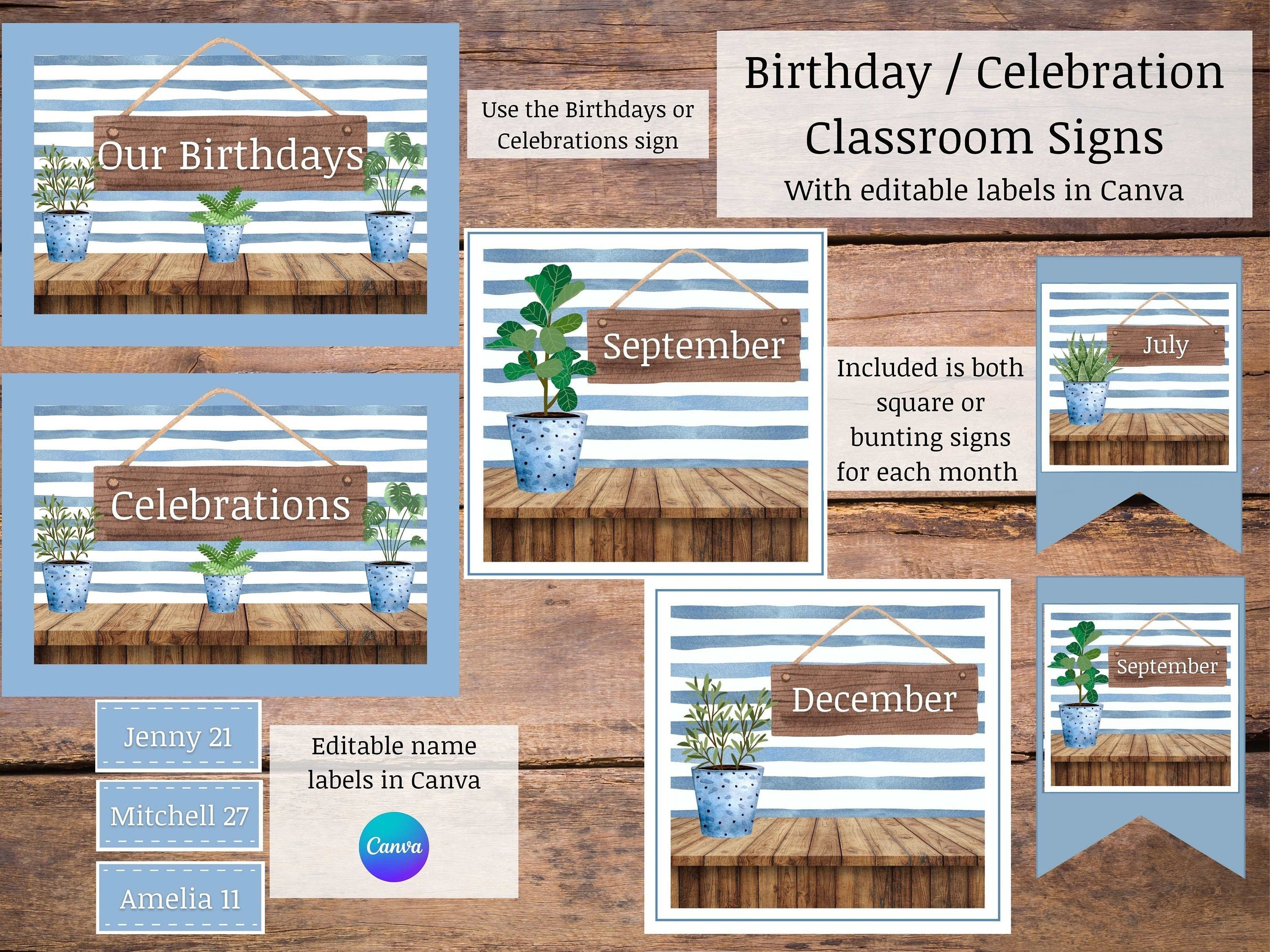 Classroom Birthday List a Celebration List for Your Classroom Etsy