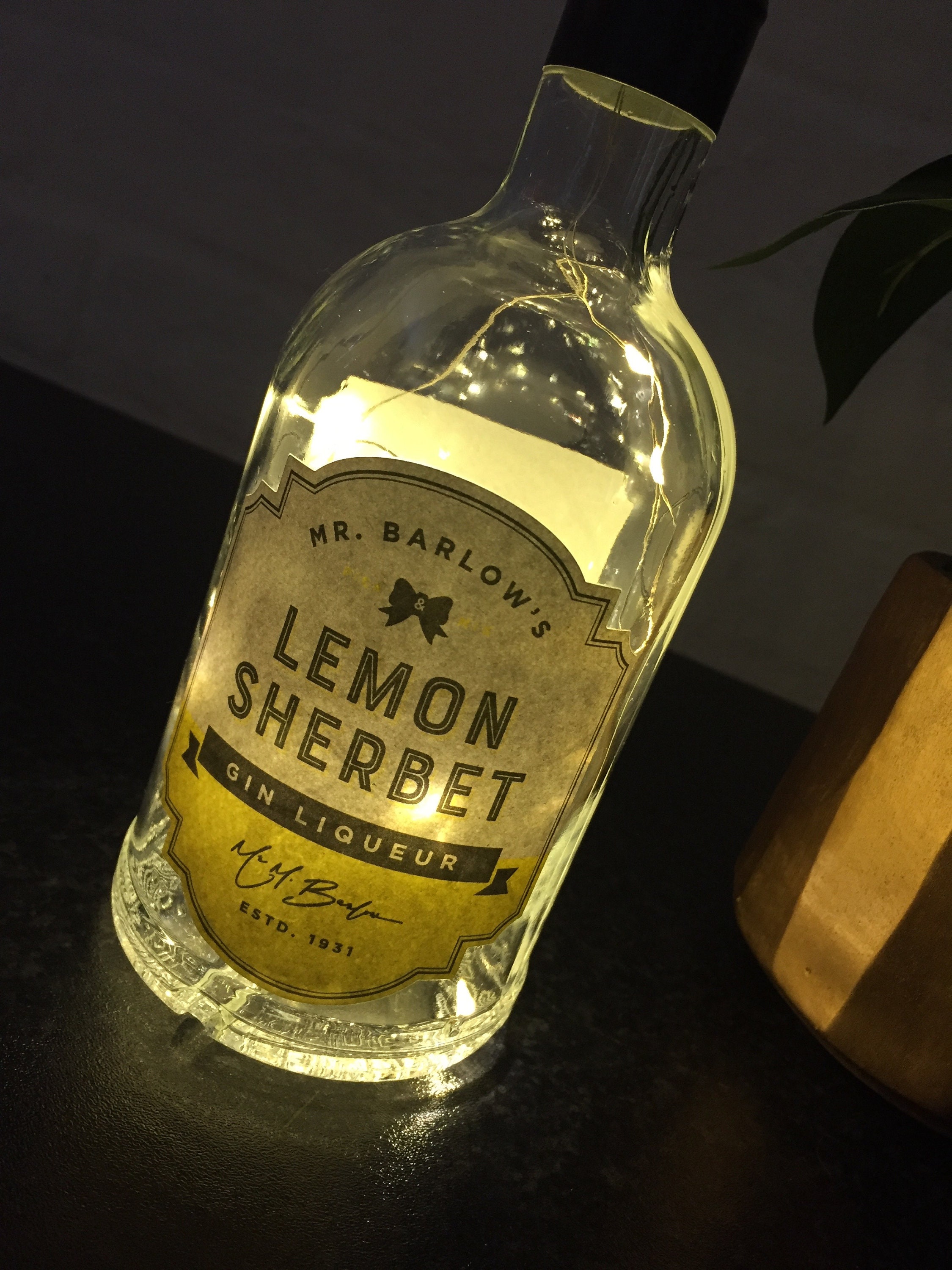 Unusual Upcycled Light up Illuminated Lemon Sherbet Gin Etsy UK